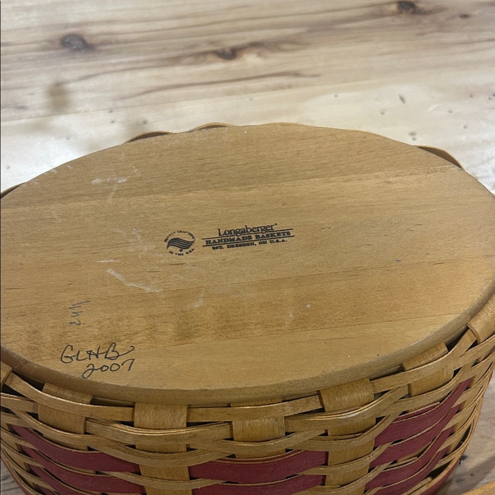 Longaberger Red and Tan Woven Basket Handbag - Picture 5 of 6